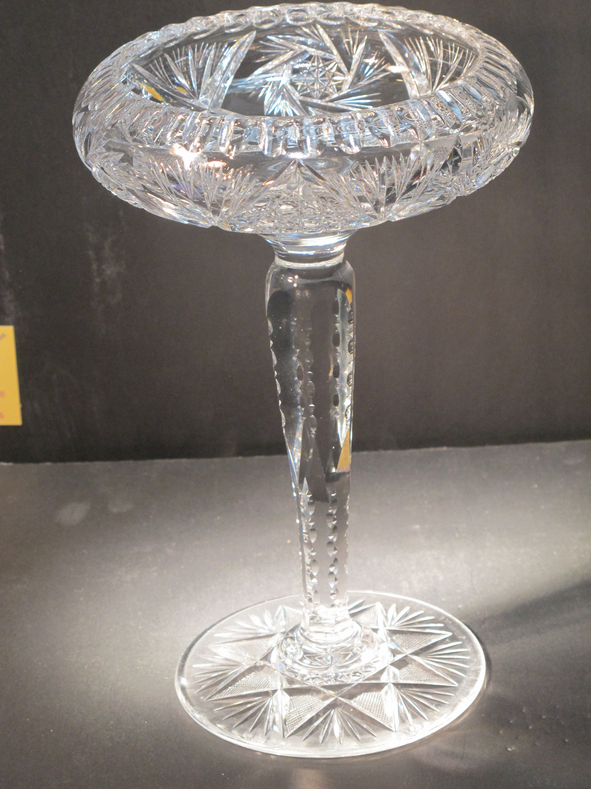 American Brilliant Period Cut Glass compote, Antique 12"
