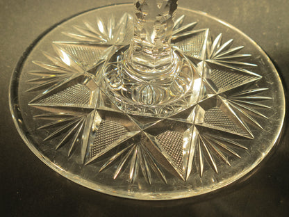 American Brilliant Period Cut Glass compote, Antique 12"