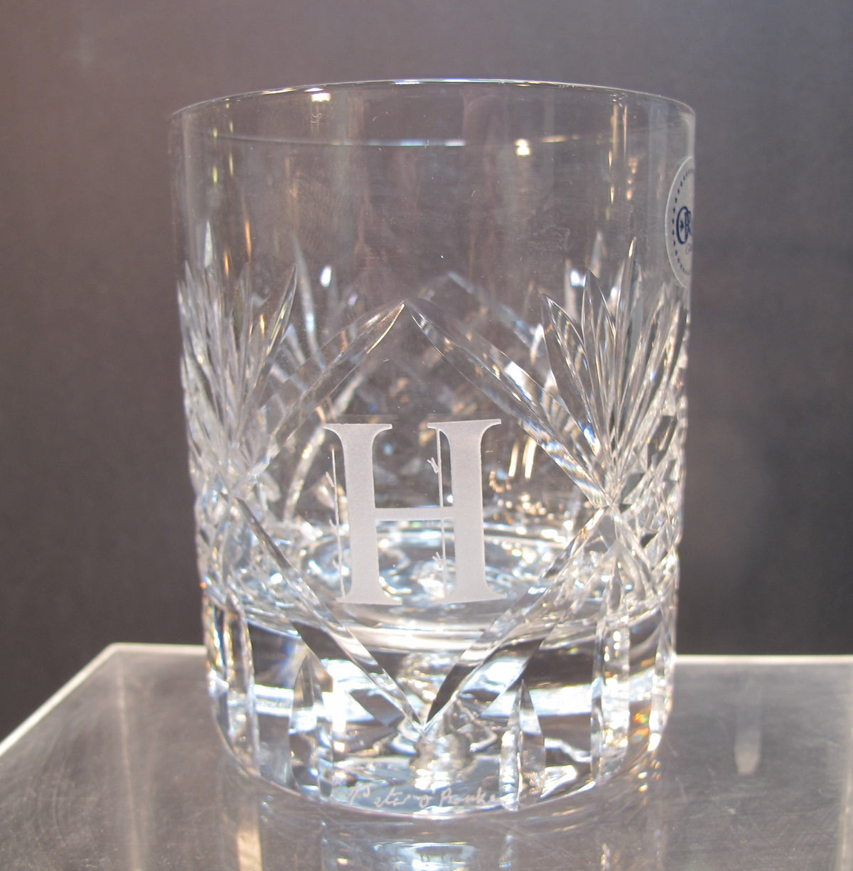 Hand cut DOR custom whiskey glass Double on the rocks ORourke
