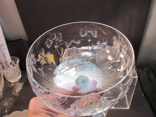 Cut glass dessert stemware Hand cut vintage Lilly