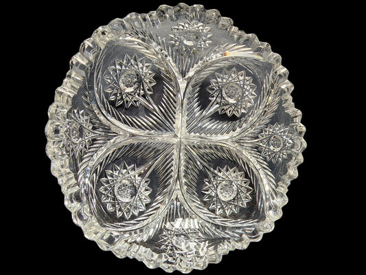 Signed libbey ABP cut glass dish American brillant