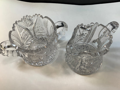 Sugar and creamer American Brilliant Period Cut Glass Antique
