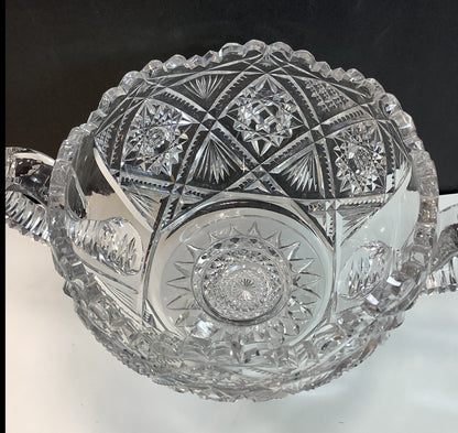 ABP cut glass ice tub Antique crystal 2 handles