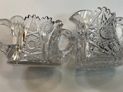 Sugar and creamer American Brilliant Period Cut Glass Antique