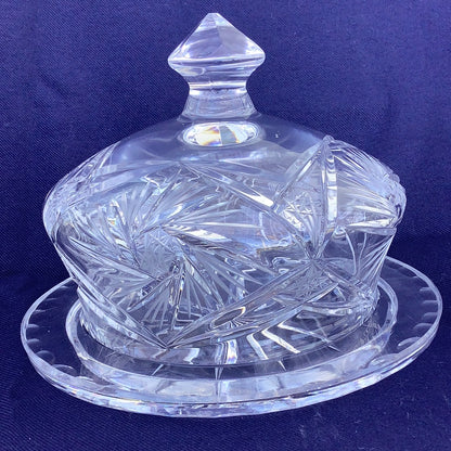 Covered butter dome with under Plate cut glass