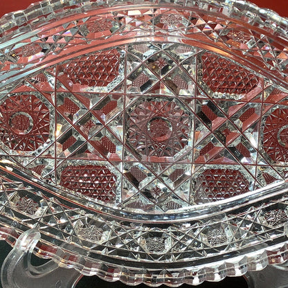 American Brilliant Period Cut Glass oval tray