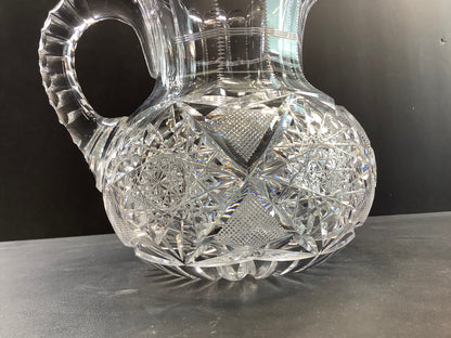 American Brilliant Period Cut Glass Pitcher Antique W25