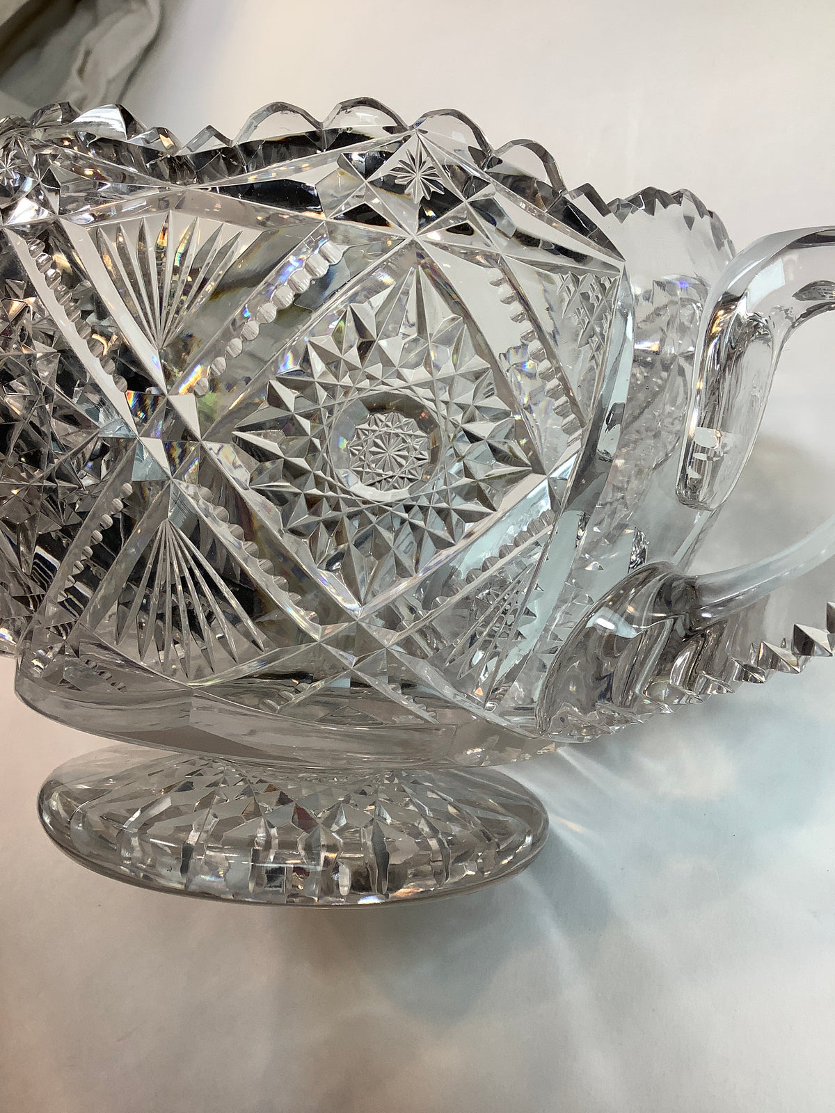 ABP cut glass ice tub Antique crystal 2 handles