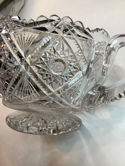 ABP cut glass ice tub Antique crystal 2 handles