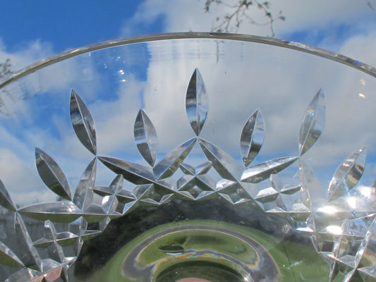 Signed Waterford Hand Cut glass compote Lismore Irish Crystal
